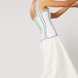 Winona | Vittoria Midi Dress ~ White Blue