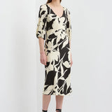 Caravan & Co. | Vincent V Neck Bias Dress ~ Floral Black