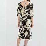 Caravan & Co. | Vincent V Neck Bias Dress ~ Floral Black