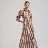 Aston Studio | Blaze Dress ~ Cigar/Azure Stripe