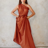 Natasha | Erica One Shoulder Maxi Dress ~ Copper