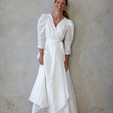 Natasha |  Muscari Wrap Dress 3/4 Sleeve ~ White
