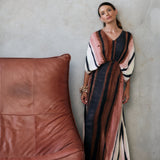 Natasha | Sophia Rouche Shoulder Dress ~ Campania Bold Stripe Print